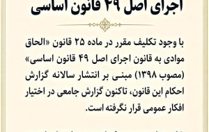 نامه دیده‌بان شفافیت و عدالت به رئیس قوه قضائیه؛ درخواست شفافیت در اجرای اصل ۴۹ و ارتقای سلامت دستگاه قضا